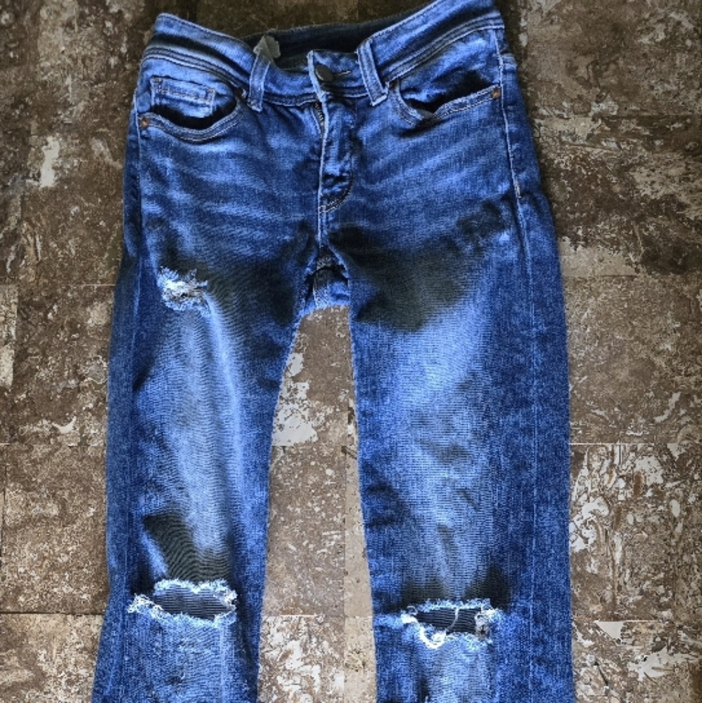 BKE Women's Distressed Blue Jeans